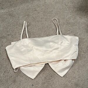 Forever 21 Cream Satin Crop Top